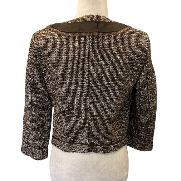 Talbots Collection Brown Tweed Italian Fabric Cropped Blazer - 8 - Picture 6 of 12